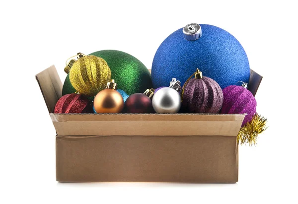 New-year decorations in a box — Stock Photo, Image