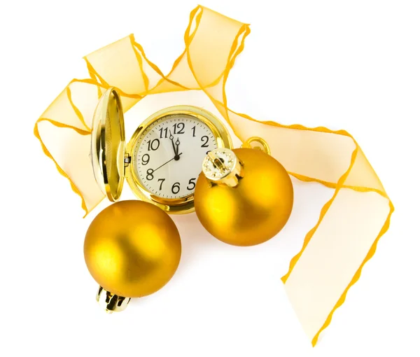 Bir saati ile Noel oyuncaklarBoże Narodzenie zabawki z zegarem — Stok fotoğraf