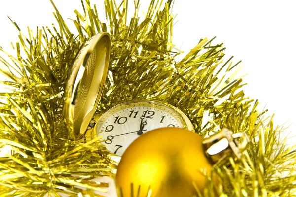 Bir saati ile Noel oyuncaklarBoże Narodzenie zabawki z zegarem — Stok fotoğraf