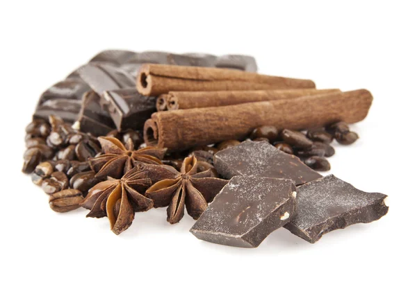 Chocolate, café y especias — Foto de Stock