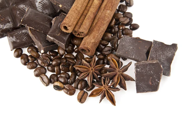 Chocolate, café y especias — Foto de Stock