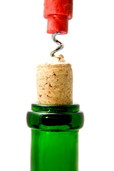 Corkscrew and cork — Stock Photo, Image