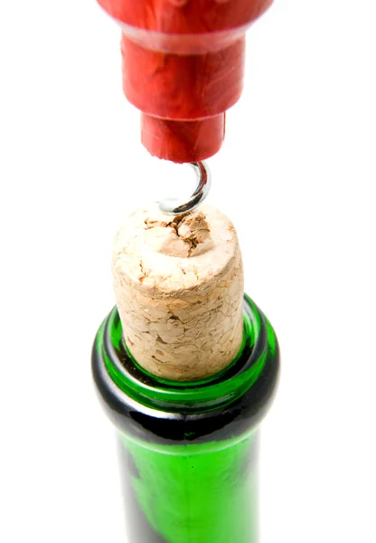 Corkscrew and cork — Stock Photo, Image