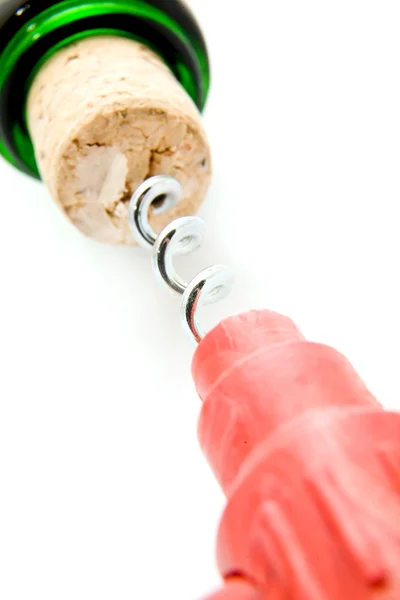 Corkscrew and cork — Stock Photo, Image