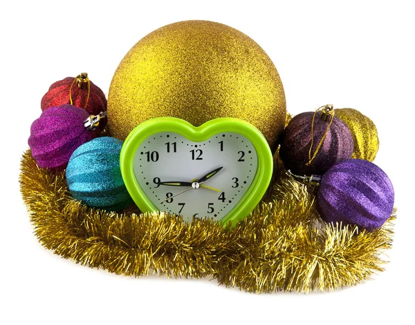 New-year decorations and clock — Stockfoto