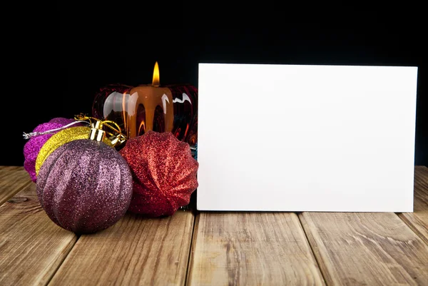 New-year decorations and candle — Stock Photo, Image