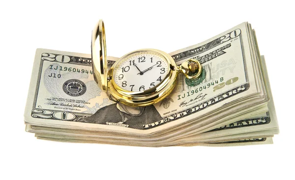 Clock and dollars — Stock Photo, Image