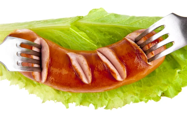 Sausage with forks — Stock Photo, Image