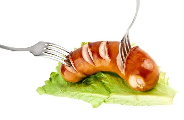Sausage with forks — Stock Photo, Image