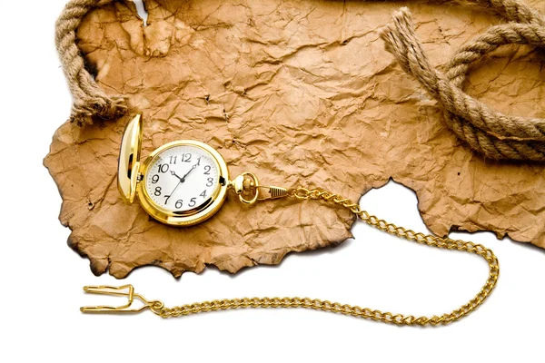Старий папір і годинник — стокове фото