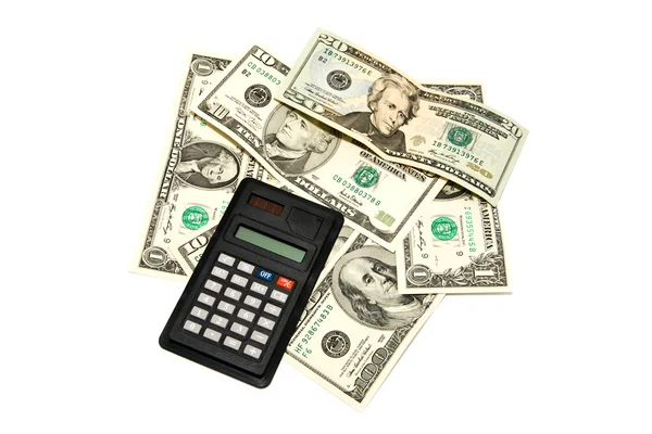 Dollars with a calculator — Stock Photo, Image