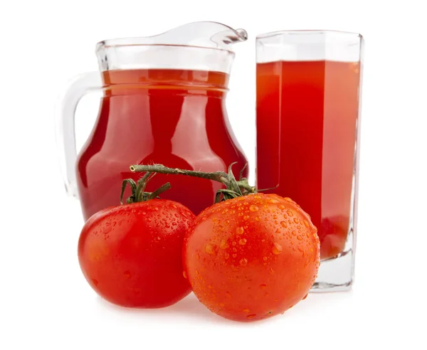 Jugo de tomate y tomates — Foto de Stock