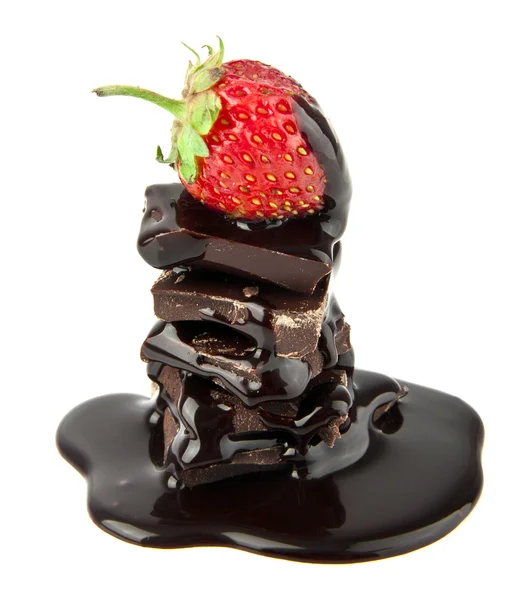 Fresa en un chocolate — Foto de Stock