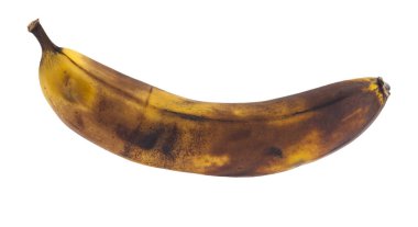 Beyaz arka planda izole edilmiş olgun muz. Tasarım ayrıntıları. Tasarım elemanları. Makro. Tam odaklanma. Kartvizitler, kartpostallar ve posterler için arka plan