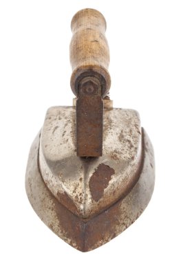 Beyaz arka planda izole edilmiş eski paslı metal demir. Tasarım ayrıntıları. Tasarım elemanları. Makro. Tam odaklanma. Kartvizitler, kartpostallar ve posterler için arka plan