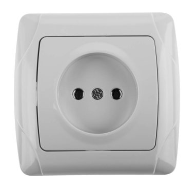 Beyaz arka planda izole edilmiş beyaz soket. Tasarım ayrıntıları. Tasarım elemanları. Makro. Tam odaklanma. Kartvizitler, kartpostallar ve posterler için arka plan