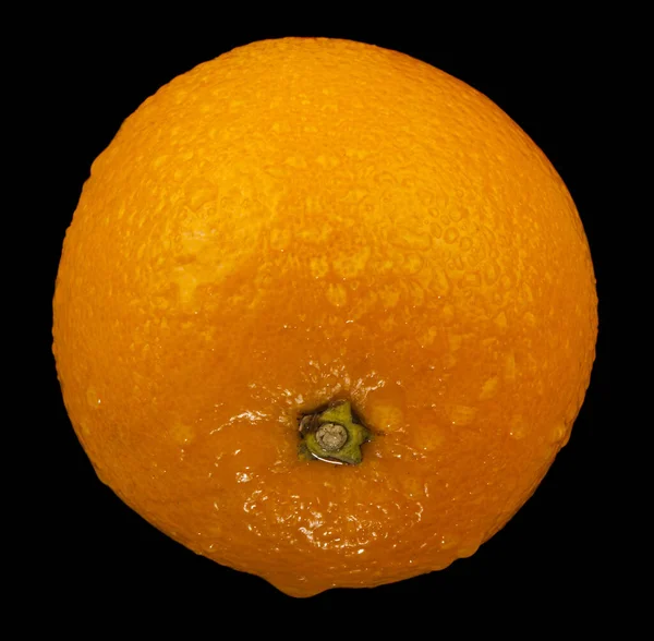 Orange Dalam Air Tetes Terisolasi Latar Belakang Hitam Detail Untuk — Stok Foto