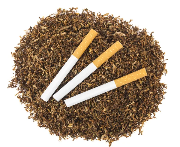 Cigarettes Tabac Isolés Sur Fond Blanc Détail Pour Conception Eléments — Photo