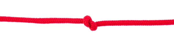 Rood Touw Met Knoop Geïsoleerd Witte Achtergrond Detail Voor Ontwerp — Stockfoto