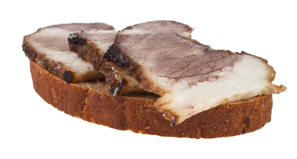 Ekmek Domuz Yağlı Sandviç Beyaz Arka Planda Izole Edilmiş Tasarım — Stok fotoğraf