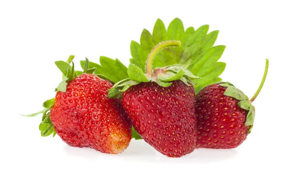 Fraise Sucrée Juteuse Rouge Isolée Sur Fond Blanc Détail Pour — Photo