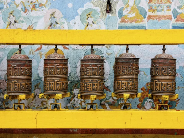 Modlitební mlýnky na bodhnath stúpa v Káthmándú — Stock fotografie