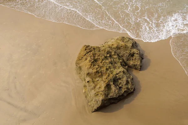 Stein på sandstranden – stockfoto