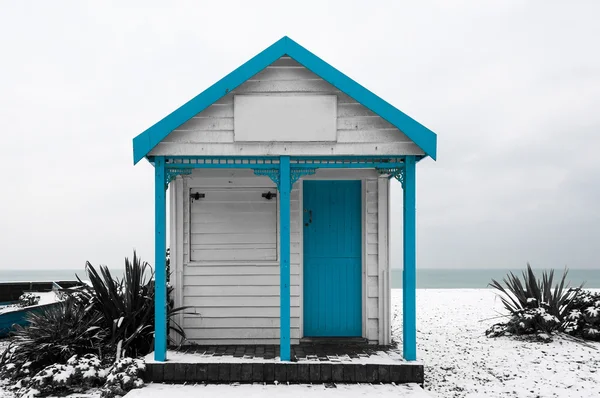 White and blue shed — Stock Photo, Image