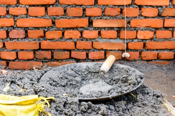 Trowel in fresh cement — Stock Photo, Image