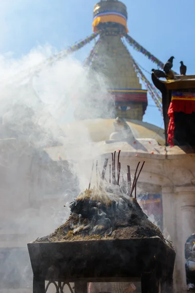 Encense burning at Boudhanath — Stock Photo, Image