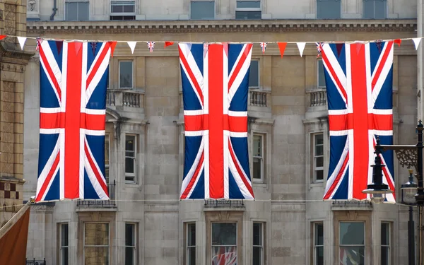 Três bandeiras Union Jack — Fotografia de Stock