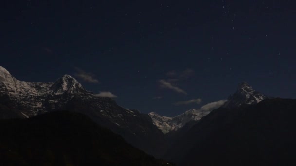 Annapurna timelapse w nocy — Wideo stockowe