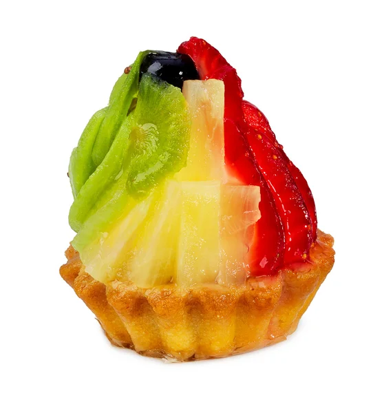Shortbread cake with fresh fruit, isolated Stock Image