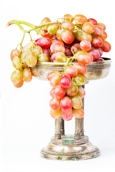 Brush fresh grapes in the old antique vase — Stock Photo, Image