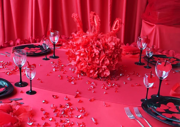 Ajuste de mesa para San Valentín — Foto de Stock