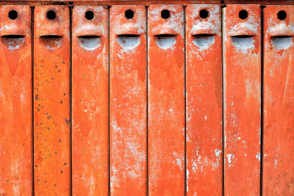 Old metal boxes peeled paint and rust — Stock Photo, Image