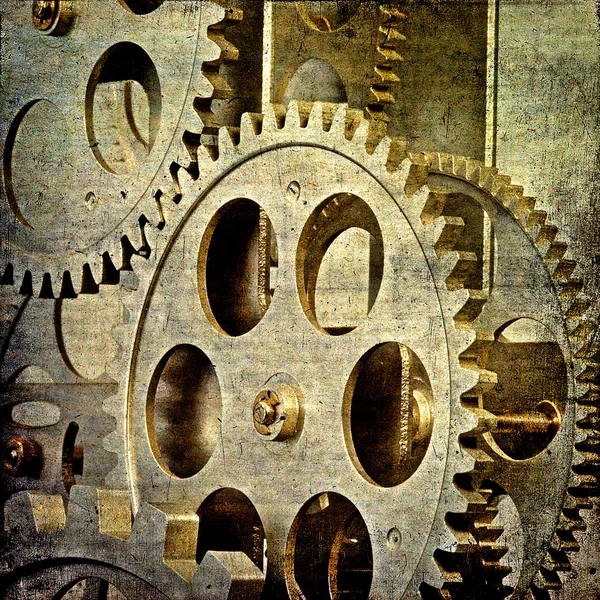 Vintage sombere achtergrond van oude klok mechanisme — Stockfoto