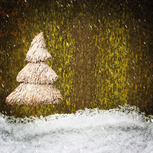 Sneeuw op een oude houten hek, achtergrond — Stockfoto