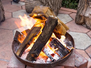 backyard fire pit for heating and cooking clipart