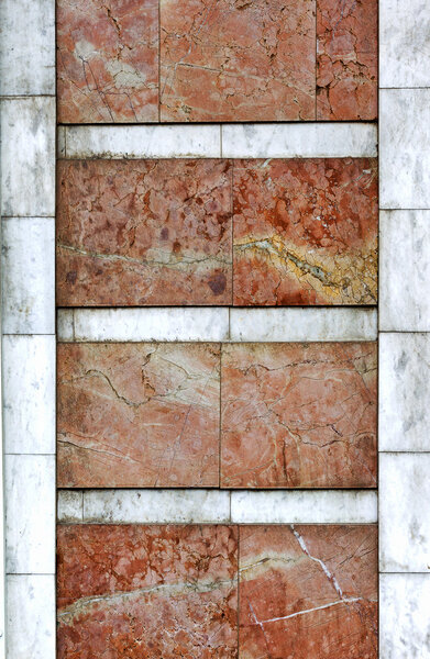 Pink natural marble. Beautiful reddish-brown interior decorative