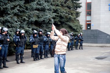 Odessa, Ukrayna - ö. 6 Mart 2014: insan euromay karşı protesto