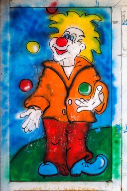 güzel yaratıcı grafiti ve sirk palyaçolar, sanatsal Dekorasy