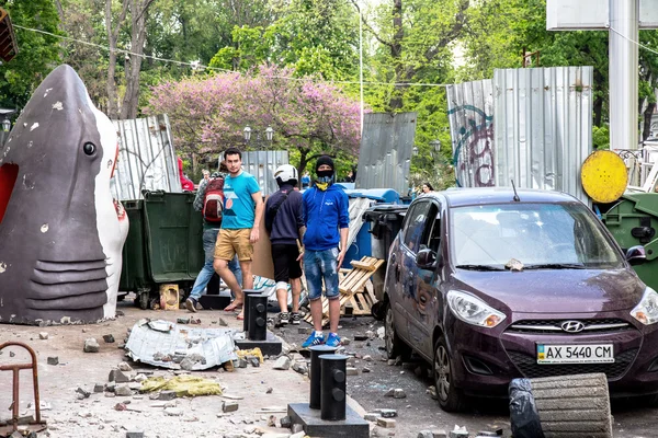 ODESSA, UCRANIA - 2 de mayo de 2014: Los trágicos disturbios en el centro de la ciudad — Foto de Stock