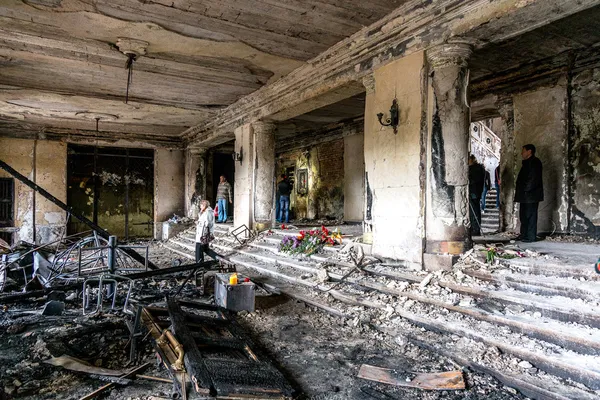 ODESSA, UKRAINE - May 2, 2014 : The tragedy of the burning of th — Stock Photo, Image