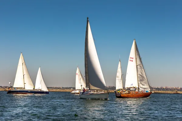 Odessa, Ukraine - May 28, 2011: Sailing yacht out in the coastal — Stock Photo, Image