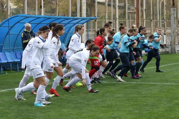 Odessa Ukraine Grudzień 2021 Piłka Nożna Kobiet Boisku Trawiastym Stadionu — Zdjęcie stockowe