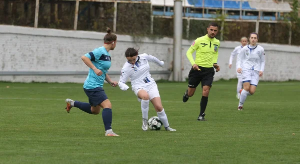 Odessa Ukraine December 2021 Vrouwenvoetbal Grasveld Van Het Stadion Voetbal — Stockfoto