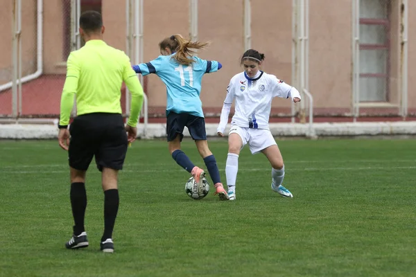 Odessa Ukraine Grudzień 2021 Piłka Nożna Kobiet Boisku Trawiastym Stadionu — Zdjęcie stockowe