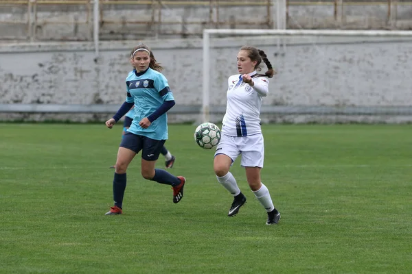 Odessa Ukraine Aralik 2021 Stadyumun Çimenlik Alanında Kadın Futbolu Beyaz — Stok fotoğraf