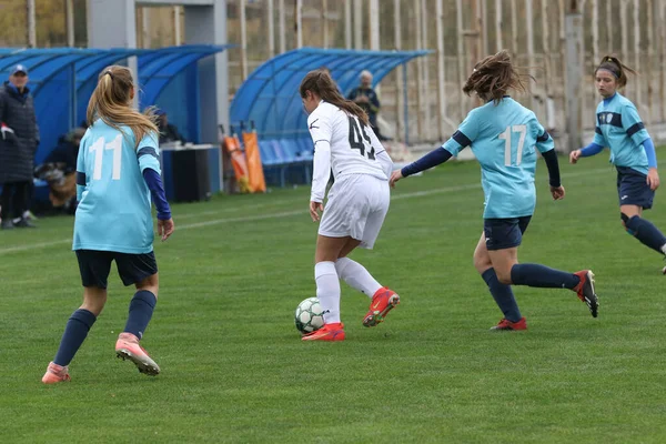Odessa Ukraine Aralik 2021 Stadyumun Çimenlik Alanında Kadın Futbolu Beyaz — Stok fotoğraf